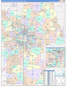 Kansas City Metro Area Wall Map Color Cast Style